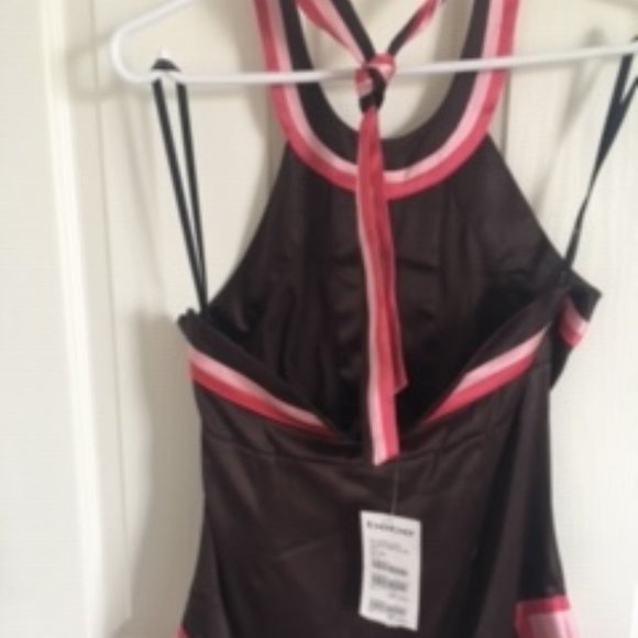 🆕  BEBE Pink + Brown halter top - Picture 3 of 5